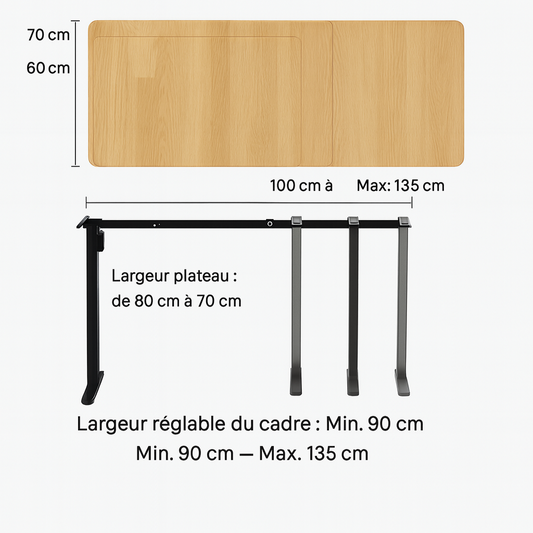 Cadre de bureau électrique réglable en hauteur