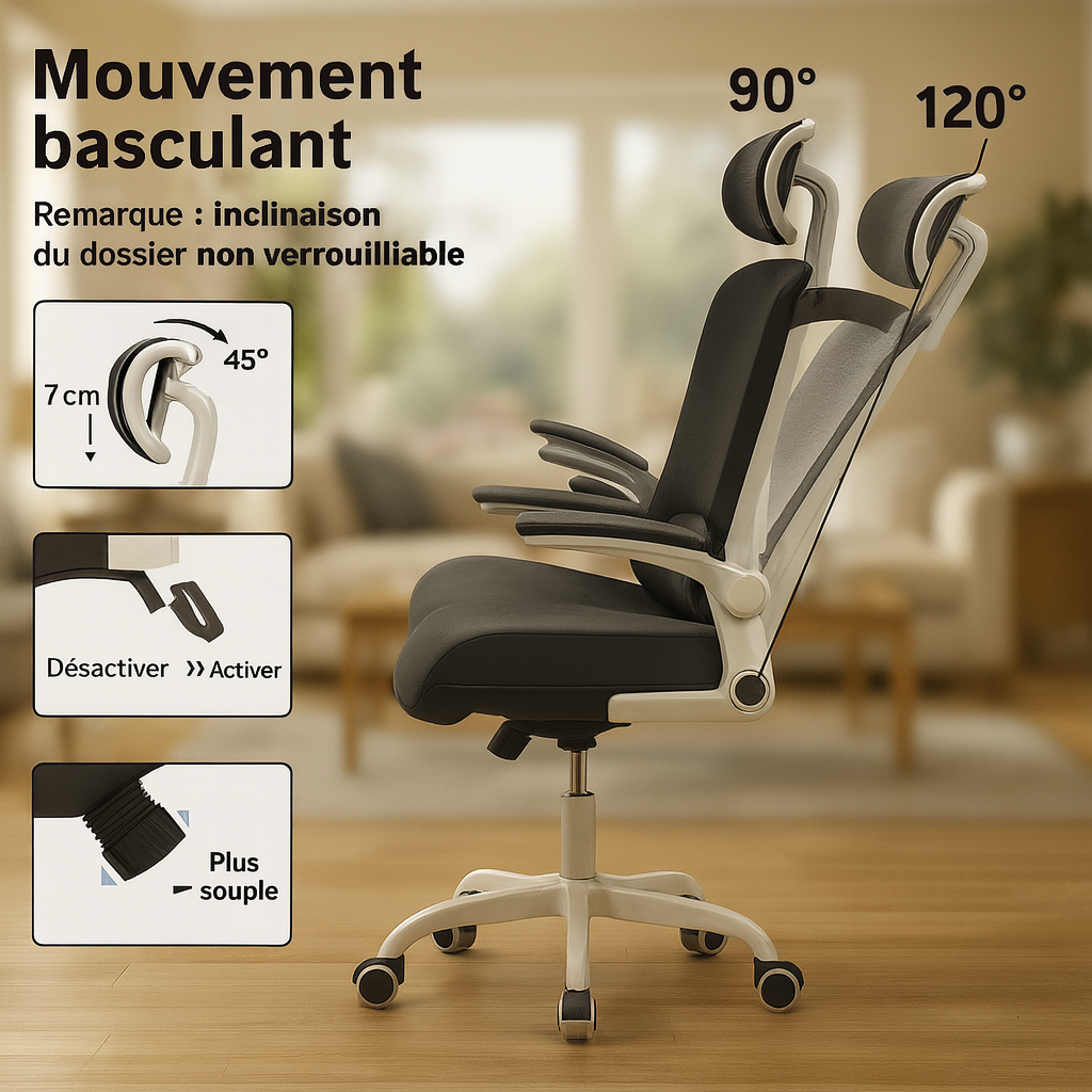 Chaise de bureau ergonomique avec soutien lombaire