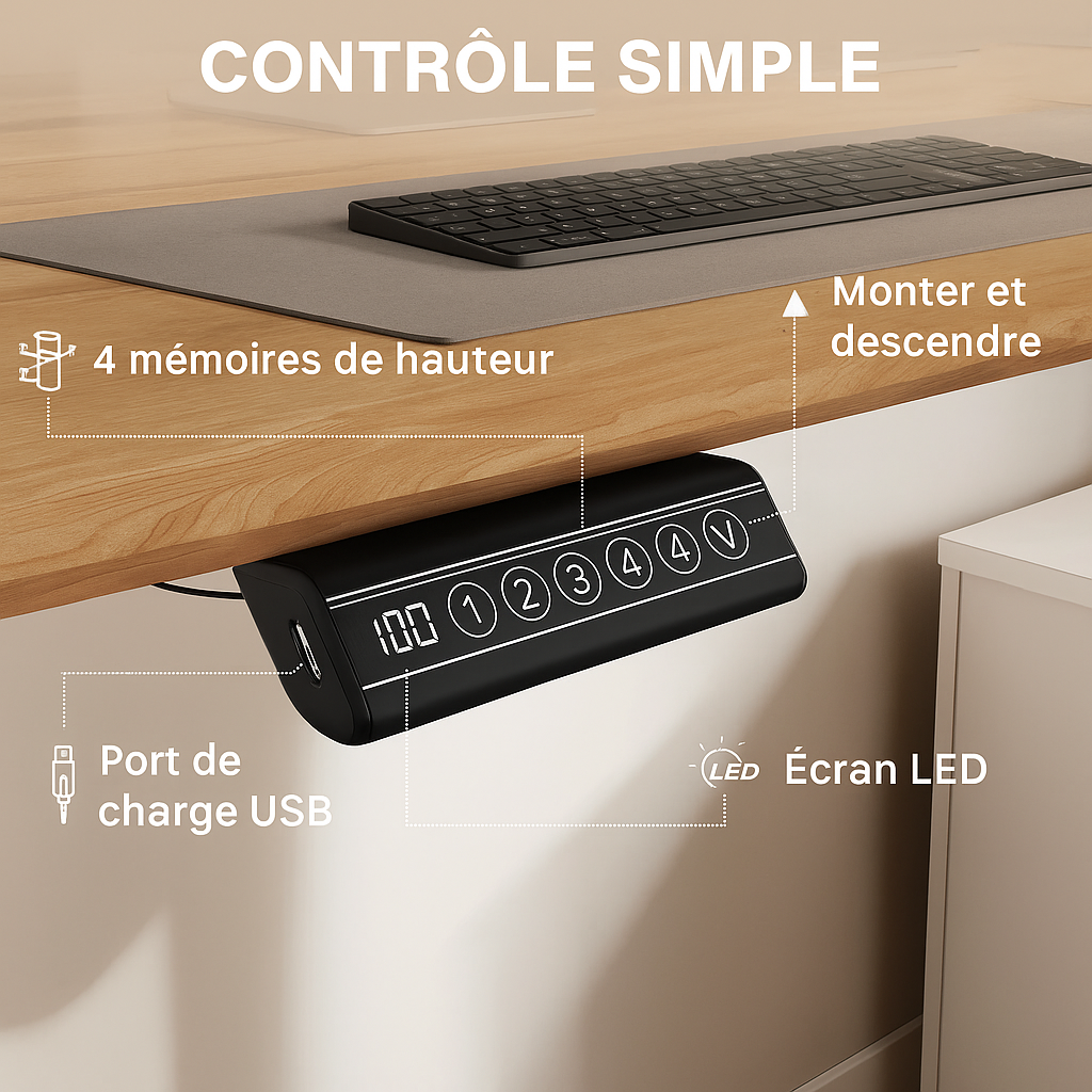 Cadre de bureau électrique réglable en hauteur