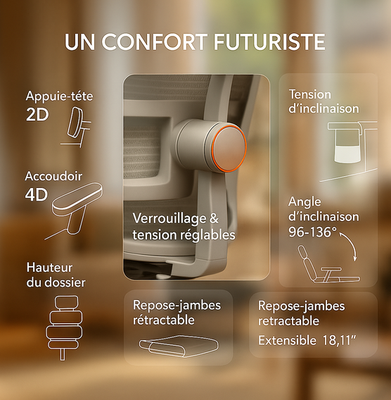 Chaise de bureau ergonomique haut de gamme