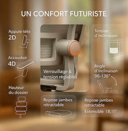 Chaise de bureau ergonomique haut de gamme